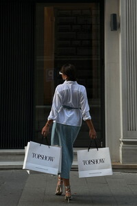 Topshow Blue Sequined Denim Skirt #5