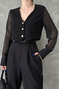 Topshow Black Buttoned Wholesale Vest #4