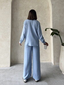 Topshow Blue Linen Wholesale Trousers #5