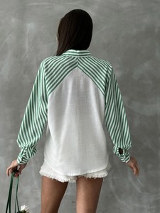 Topshow Emerald Striped Linen Wholesale Shirt #5