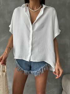 Topshow Cream Wholesale Shirt with Lace Detail on the Back #4