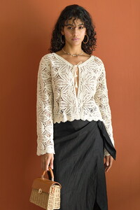 Topshow Raw Laced Buttonless Wholesale Cardigan #5