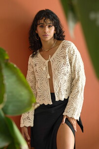 Topshow Raw Laced Buttonless Wholesale Cardigan #1