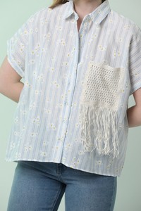 Topshow Blue Fringed Striped Wholesale Shirt #4