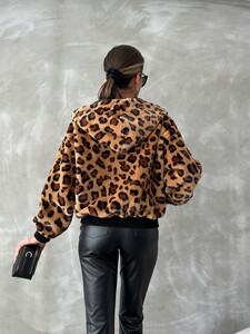 Topshow Camel Leopard Look Plush Wholesale Coat #5