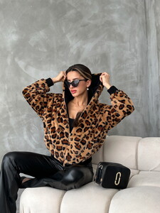 Topshow Camel Leopard Look Plush Wholesale Coat #2