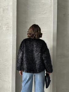 Topshow Black glittery Fringed Wholesale Cardigan #5