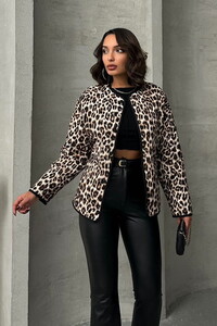 Topshow Leopard Leopard Patterned Quilted Wholesale Coat #1