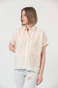 Topshow Yellow Fringed Striped Wholesale Shirt #4