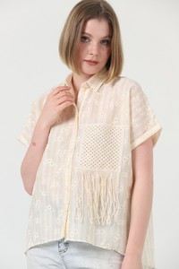 Topshow Yellow Fringed Striped Wholesale Shirt #2