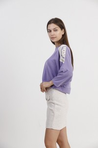 Topshow Lilac Shoulder Laced Wholesale Blouse #3