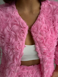 Topshow Blue Rose Patterned Tulle Jacket #4