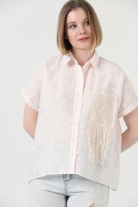 Topshow Pink Fringed Striped Wholesale Shirt #1