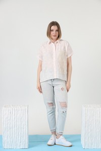 Topshow Pink Fringed Striped Wholesale Shirt #3