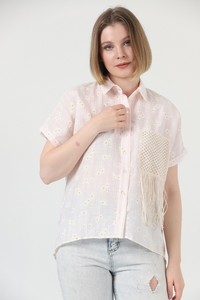 Topshow Pink Fringed Striped Wholesale Shirt #4