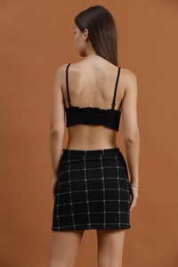 Topshow Black Plaid Above Knee Wholesale Skirt #5