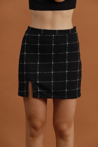 Topshow Black Plaid Above Knee Wholesale Skirt #4