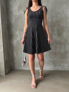 Topshow Black Silver Striped Sleeveless Wholesale Dress #2