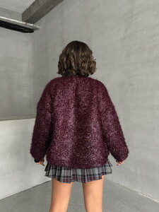 Topshow Burgundy glittery Fringed Wholesale Cardigan #5