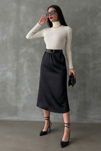 Topshow Black Satin Wholesale Skirt #3