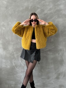 Topshow Oil green Faux Fur Jacket #3