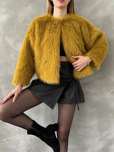 Topshow Oil green Faux Fur Jacket #4