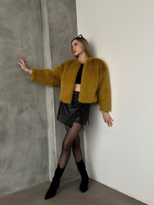 Topshow Oil green Faux Fur Jacket #2