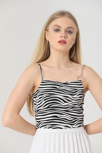 Topshow Zebra Chain Detailed Wholesale Blouse #4