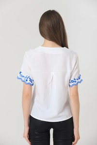 Cream Saks Blouse with Embroidered Blouse #5