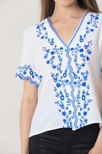 Cream Saks Blouse with Embroidered Blouse #4