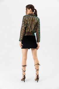 Topshow Black Hologram Glitter Wholesale Blouse #5