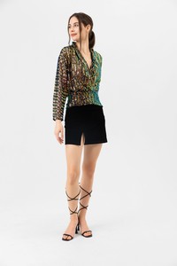 Topshow Black Hologram Glitter Wholesale Blouse #4