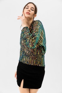 Topshow Black Hologram Glitter Wholesale Blouse #2