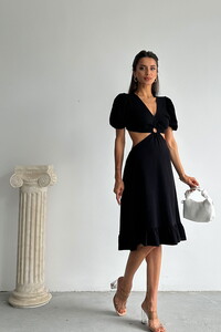 Topshow Black V-Neck Low-cut Wholesale Dress #3