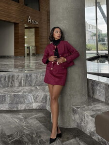 Topshow Burgundy Suede Wholesale Jacket with Pockets #5