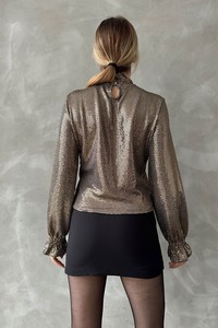 Topshow Gray Gold silvery blouse #5