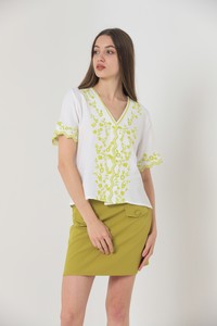 Cream Fist Missed Blouse with Embroidery #4