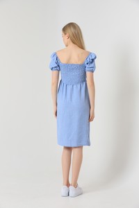 Topshow Blue Gimped Boat Neck Wholesale Dress #5