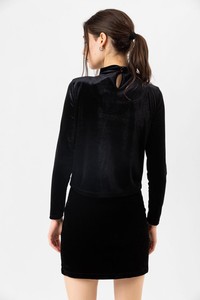 Topshow Black Collar Stone Velvet Wholesale Blouse #5