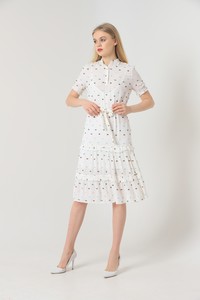 Topshow Raw Collar Wholesale Dress with Belt Made from Its Own Fabric #5