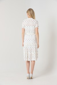 Topshow Raw Collar Wholesale Dress with Belt Made from Its Own Fabric #3