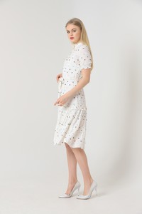 Topshow Raw Collar Wholesale Dress with Belt Made from Its Own Fabric #2