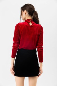 Topshow Red Collar Stone Velvet Wholesale Blouse #5