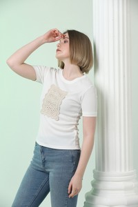 Topshow Cream Lace Front Wholesale T-Shirt #2