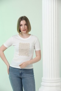 Topshow Cream Lace Front Wholesale T-Shirt #3