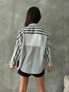 Topshow Black Thick Line F-Striped Long Wholesale Shirt #5