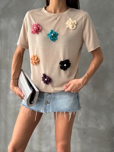 Topshow Stone Flower Detailed T-Shirt #5