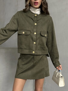 Topshow Khaki Suede Pocketed Wholesale Jacket #4