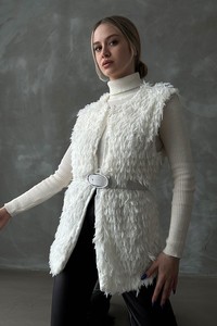 Topshow Cream Feather Wholesale Vest #3