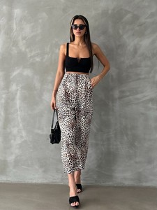 Topshow Small Leopard Leopard Printed Pleated Wholesale Trousers #2